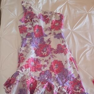 VENUS One Shoulder Floral Dress - Pink and Purple